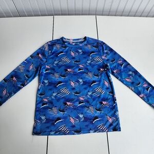 Reel Legends Boys Sword Flag Fish Print Activewear Long Sleeve Shirt L 14/16
